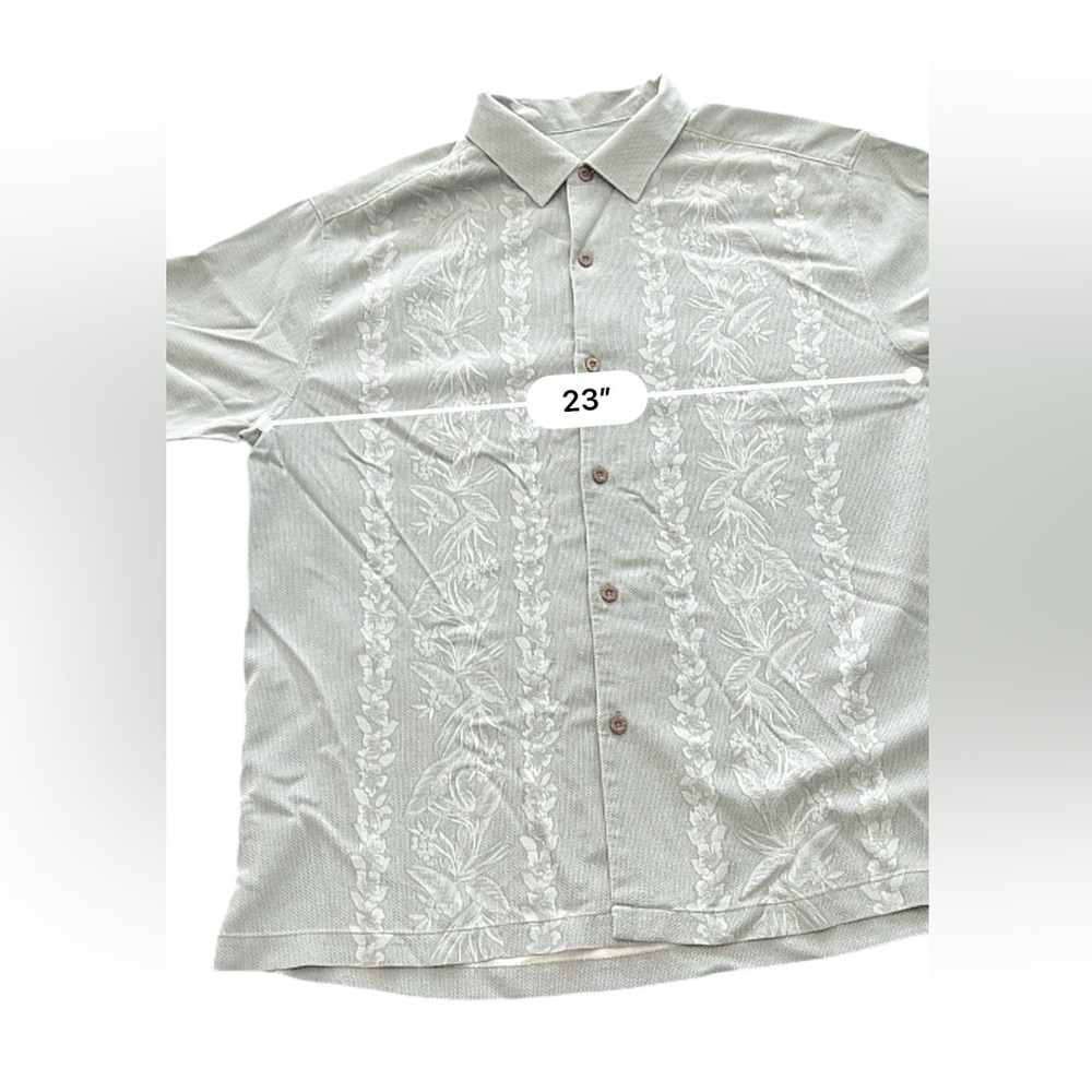 Tommy Bahama Men's Silk Shirt Green Khaki Size XL - Picture 6 of 6